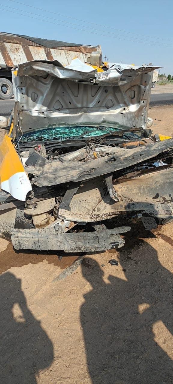 مصرع واصابة 4 اشخاص اثر حادث اصطدام بين مركبتين على طريق عمار - بغداد