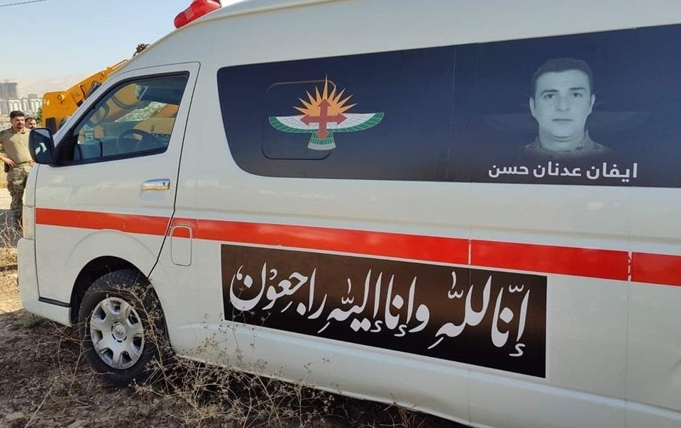 موكب تشييع ضحايا قصف مطار عربت في السليمانية